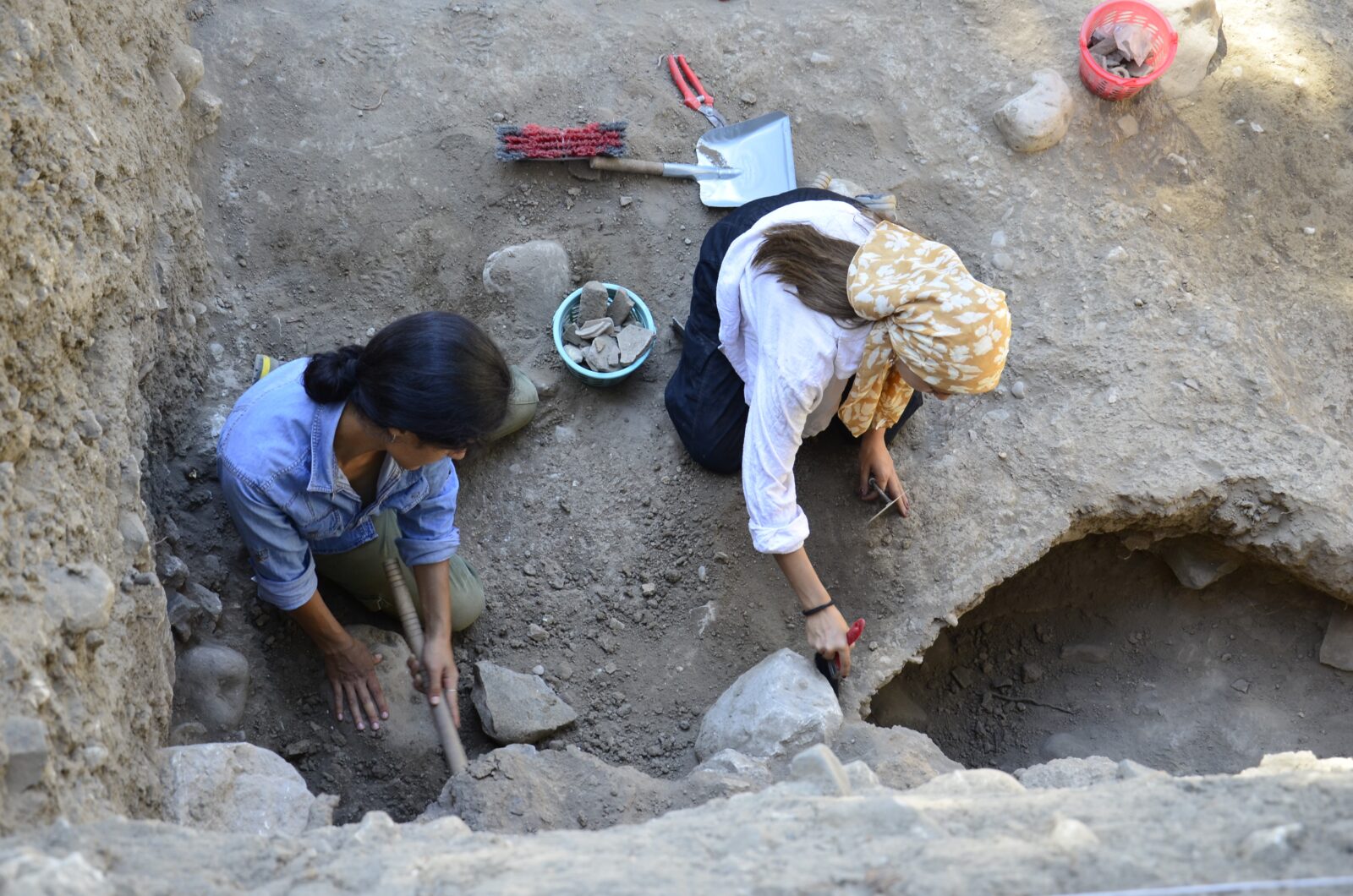Excavation work is ongoing at Yumuktepe Hoyuk in Mersin, which dates back 9,000 years, Türkiye, Oct. 1, 2024. (IHA Photo)