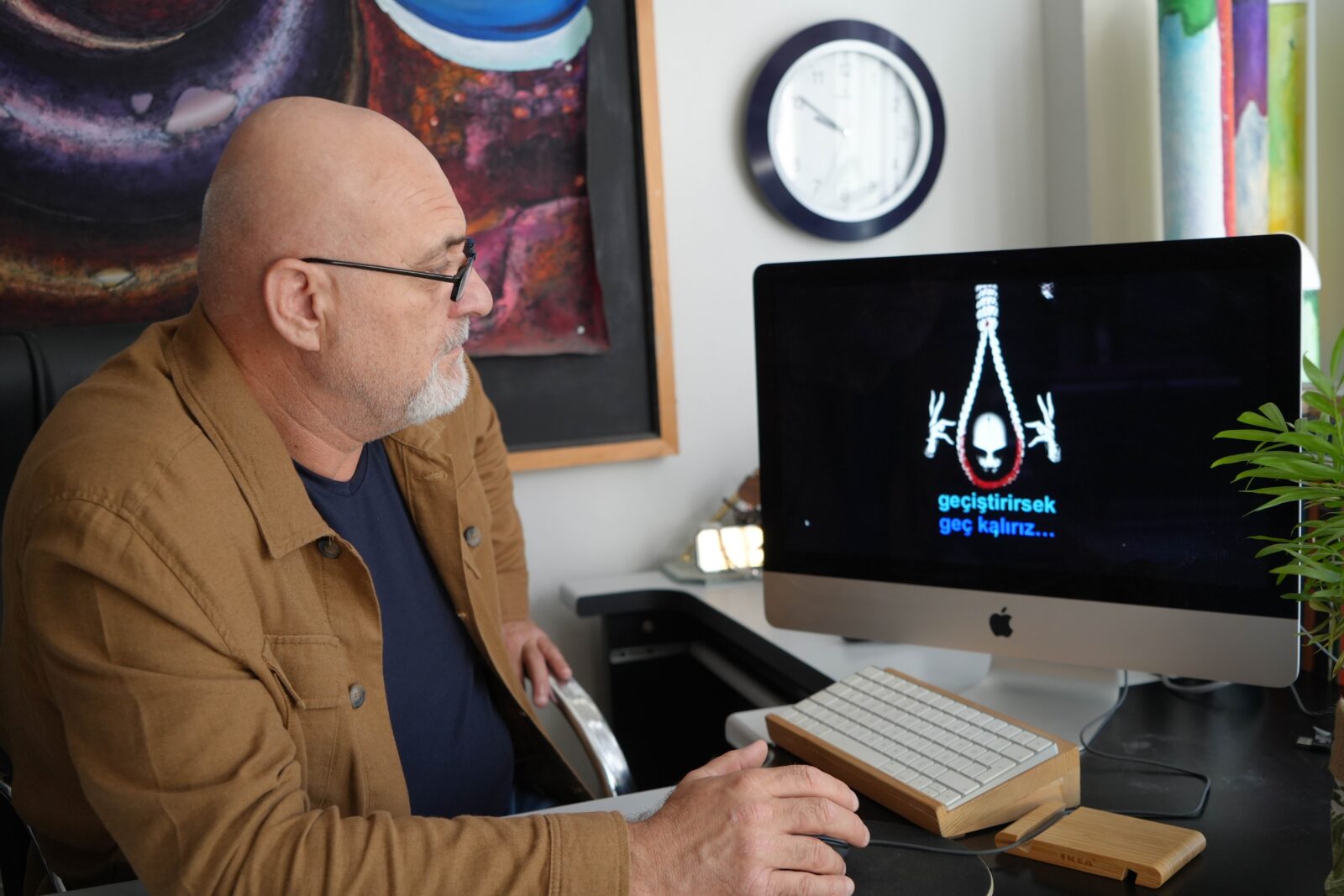 Professor Metin Eker, who has been conducting research on subconscious thoughts and codes for years, explains that subconscious coding, which begins with toys and cartoons from infancy, becomes ingrained in the mind during adolescence through imagery and visual culture, Türkiye, October 12, 2024. (IHA Photo)
