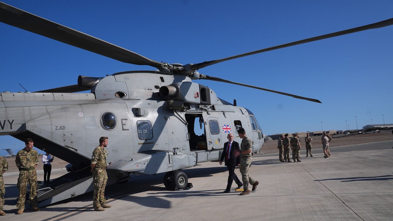 AKROTIRI, CYPRUS - OCTOBER 2:  Defence Secretary John Healey visits RAF Akrotiri, during a visit to Cyprus to meet troops as the Government steps up efforts for a potential evacuation of Lebanon with the Middle East teetering on the brink of wider war, on October 2, 2024 in Akrotiri, Cyprus. Mr Healey confirmed British forces were involved in efforts to defend Israel from Iran's ballistic missile barrage as Prime Minister Sir Keir Starmer warned of the risk of a "miscalculation" after the escalation of violence in the region. It is understood RAF jets were involved in the efforts to intercept the Iranian missiles. (Photo by Yui Mok - Pool/Getty Images)