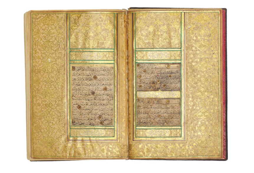 An illuminated copy of the Quran by Yaqut al-Mustasimi, Iraq, Baghdad, dated 674 A.H./1275-76 A.D. (Photo via Sothebys)