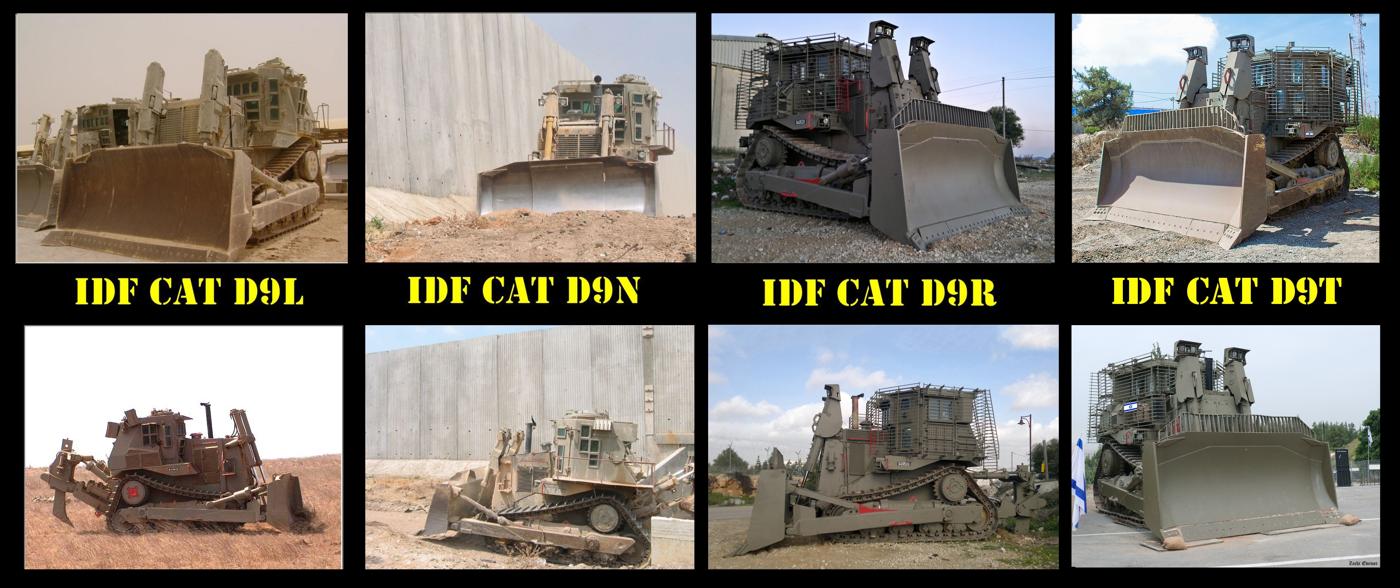 Different armored Caterpillar D9 generations in IDF service. (via From HandWiki) 