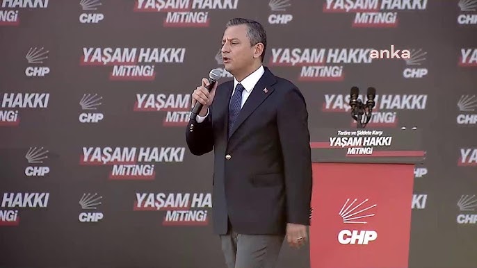CHP leader Ozgur Ozel in the "Anti-Terror and Right to Life Rally" in Besiktas, Istanbul. 