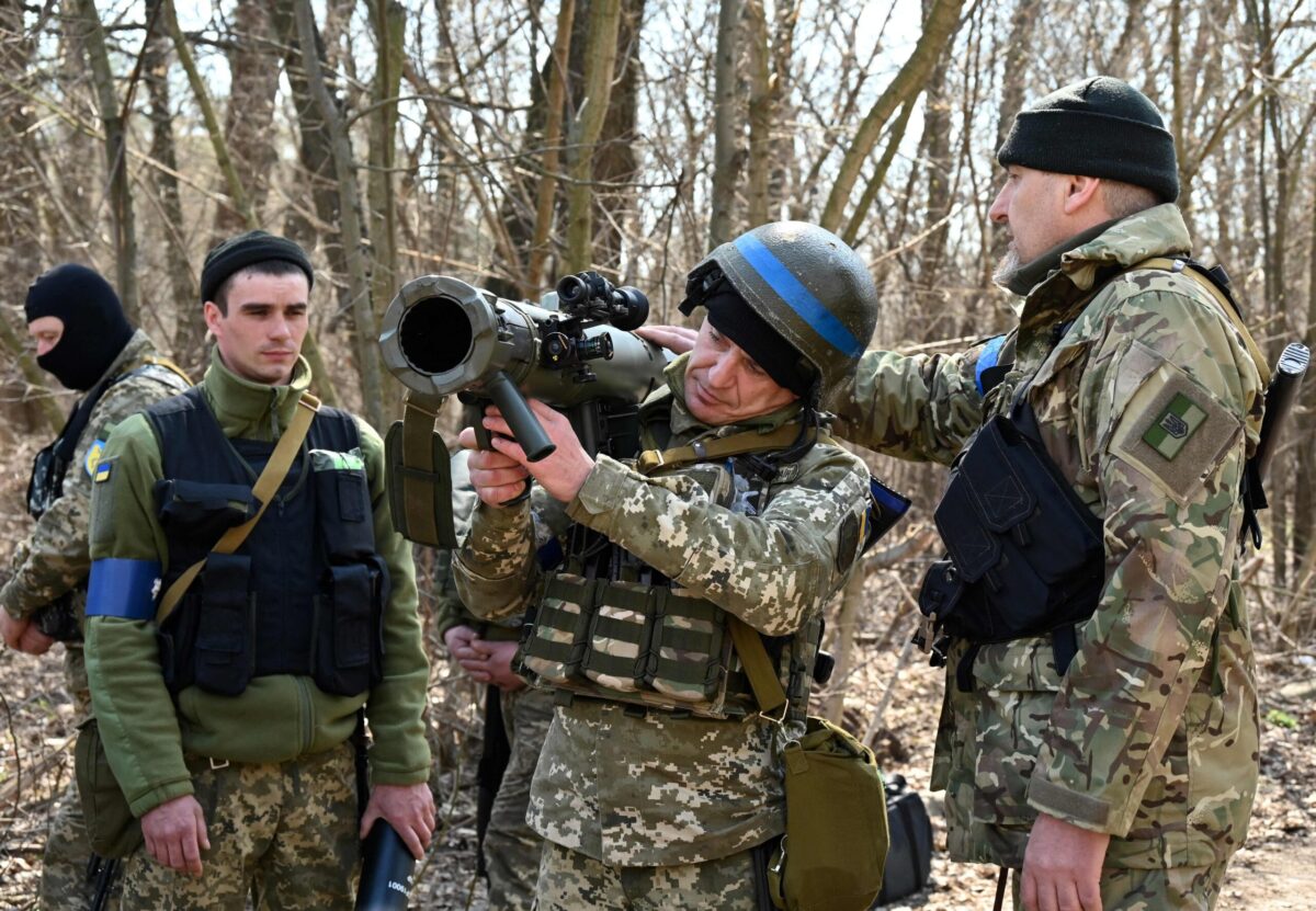 Members of the Ukrainian Territorial Defence Forces attend tactical, combat and first aid training course during Russia's military invasion launched on Ukraine. (AFP Photo) 