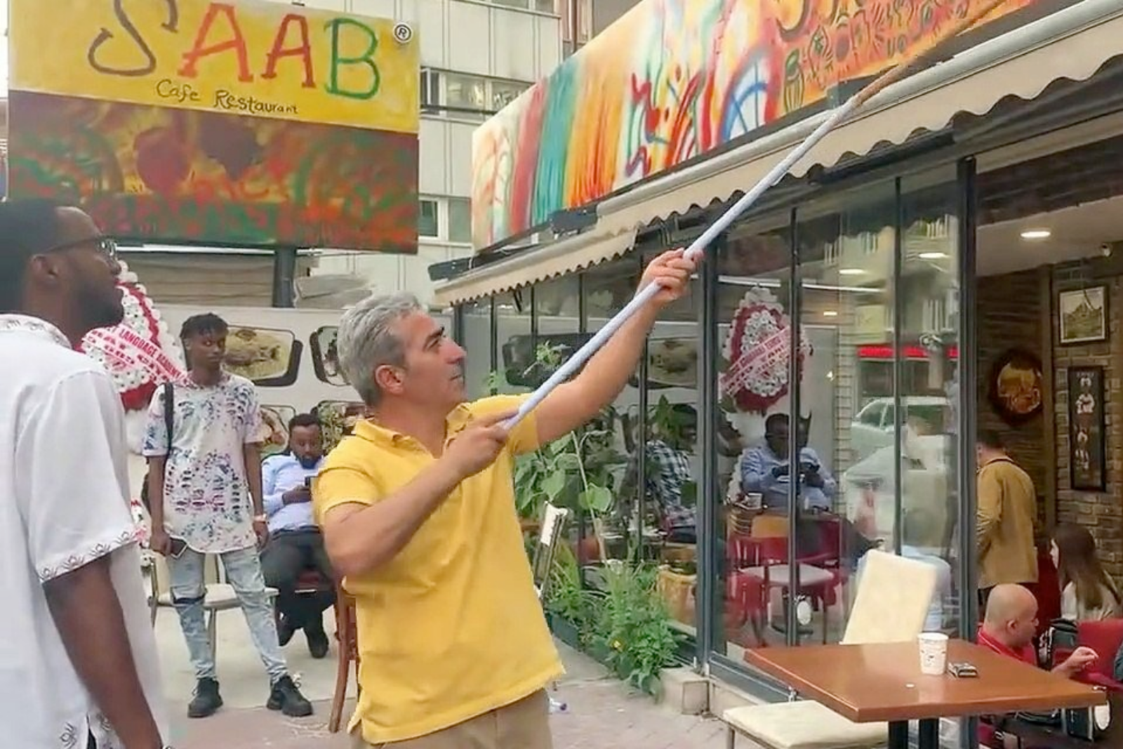 SAAB Cafe's original sign was removed by authorities due to its non-Turkish language and cultural symbols, Ankara, Türkiye, June 18, 2022. (Photo via Mohamed Isa Abdullahi)
