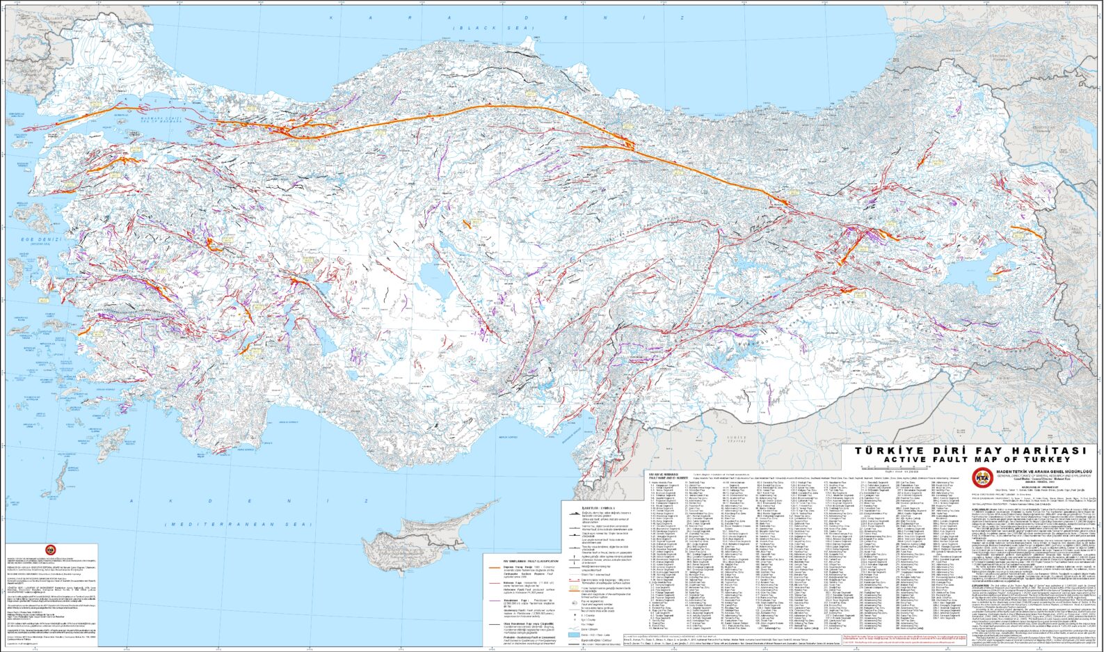 Active fault map of Türkiye, 2013. (Mapping by MTA)