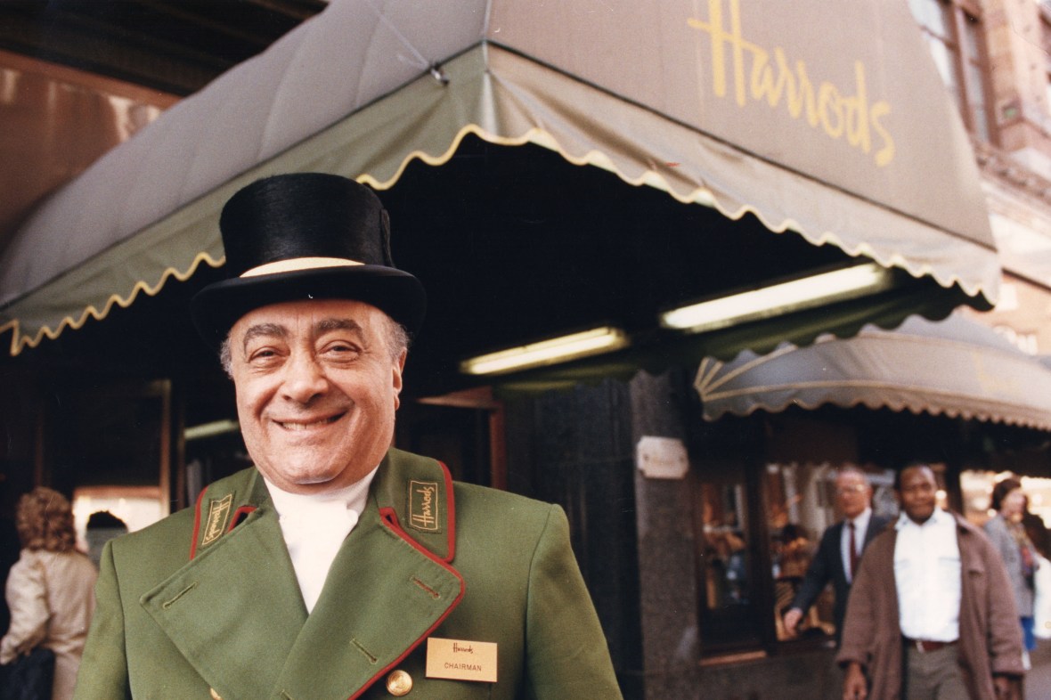 Mohamed Al Fayed playing the role of a Harrods doorman. (Photo via Shutterstock)