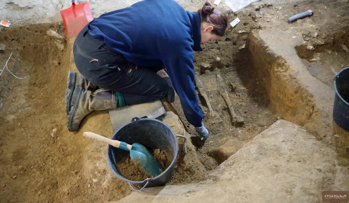 The homeowner discovered the first skeleton several months ago while renovating the basement, Paris, France, October 9, 2024. (Photo via Archeodunum)