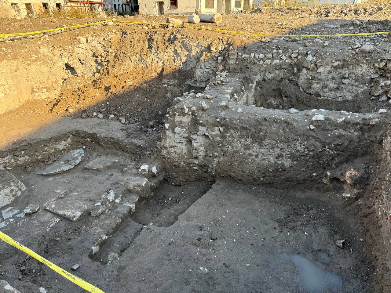 Archaeological rescue excavations are ongoing at a site unearthed during debris removal from a detached house destroyed in the Hatay earthquake, believed to be from the Late Antique Period, Türkiye, November 18, 2024. (AA Photo)