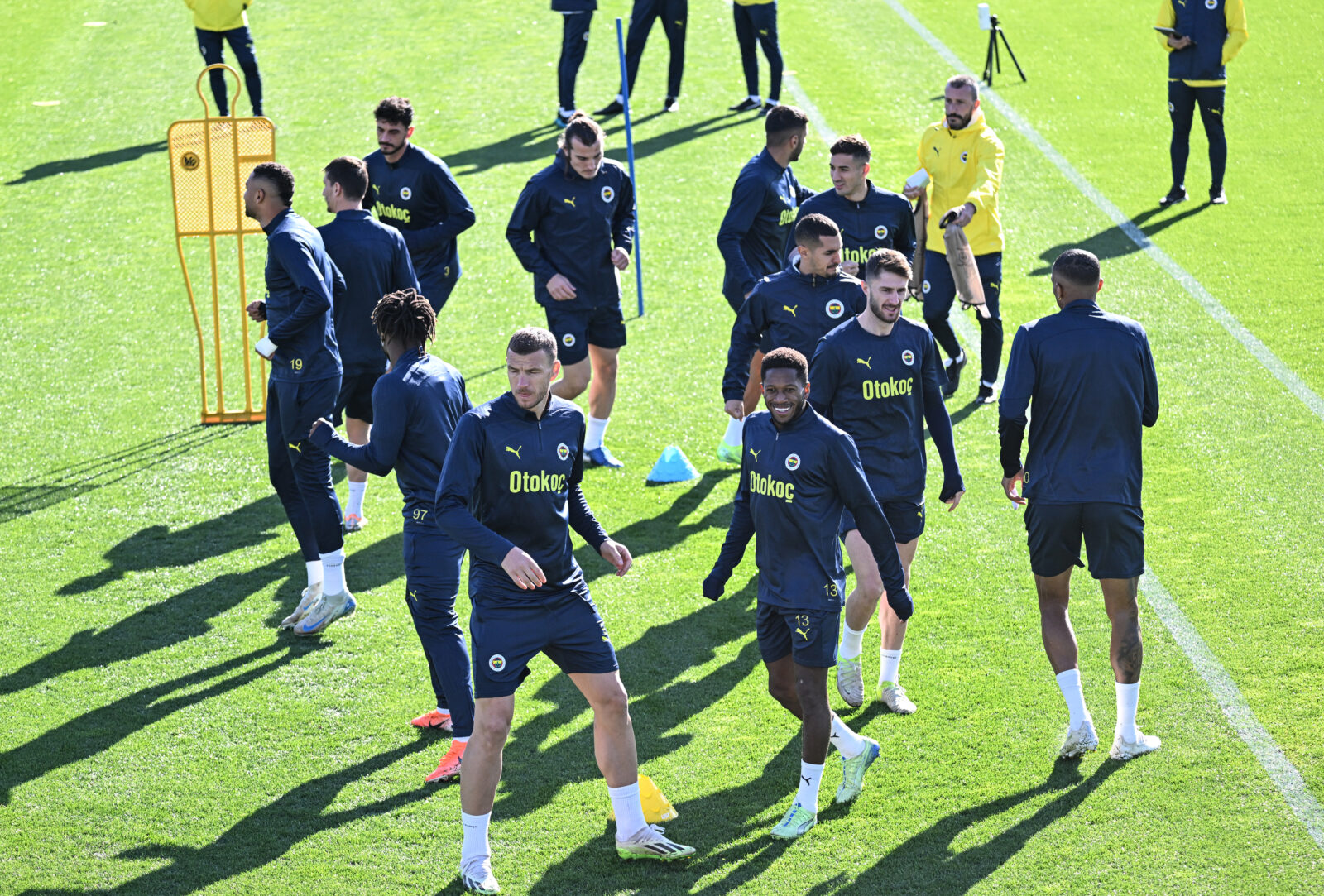 Edin Dzeko and Fred of Fenerbahce attend a training session ahead of AZ Alkmaar vs Fenerbahce UEFA Europa League match in Alkmaar, Netherlands on November 6, 2024. (AA Photo)