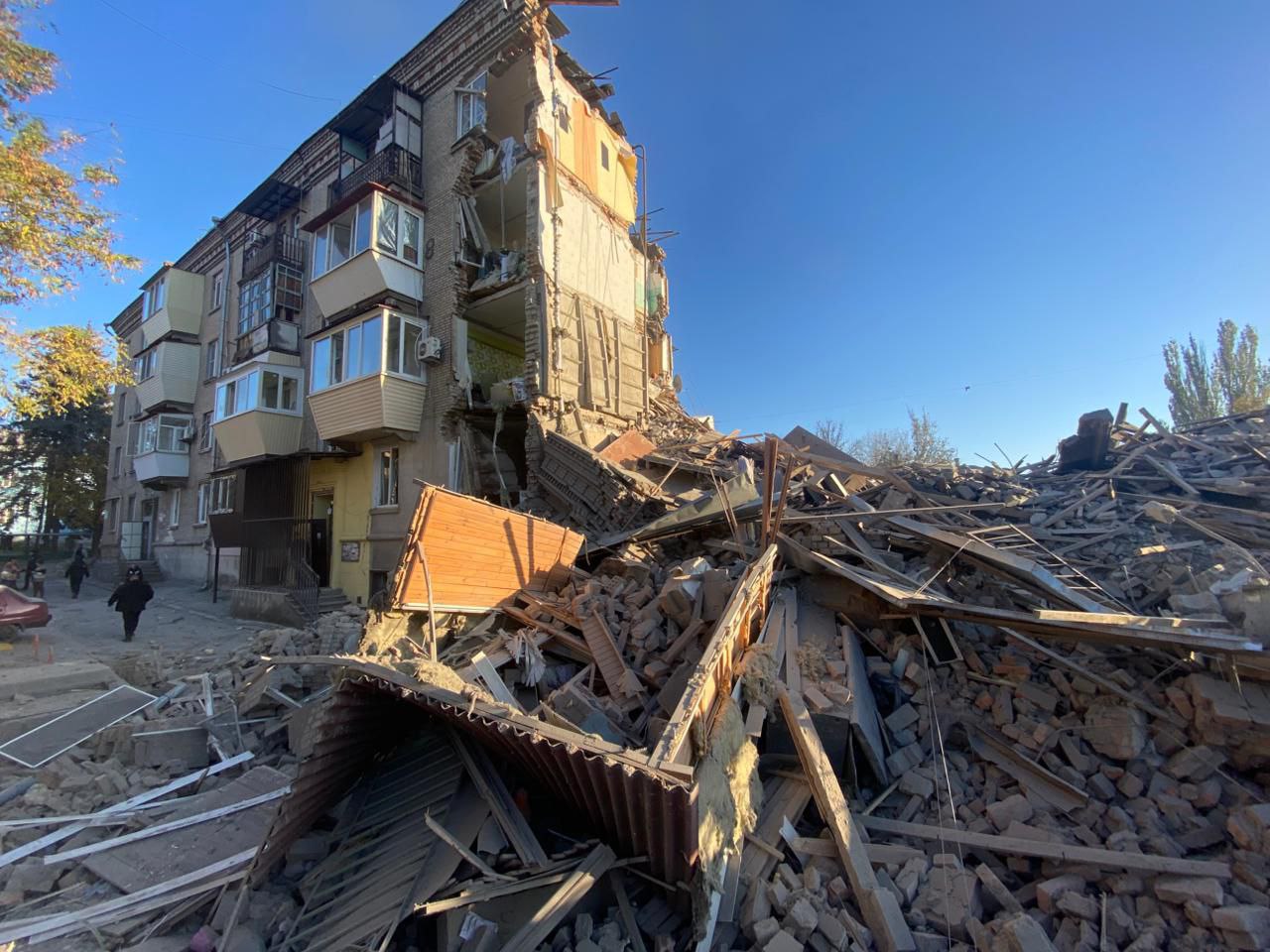 A general view of the destruction after the Russian airstrikes in the southeastern city of Zaporizhzhia, Ukraine, Nov. 7, 2024. (AA Photo)