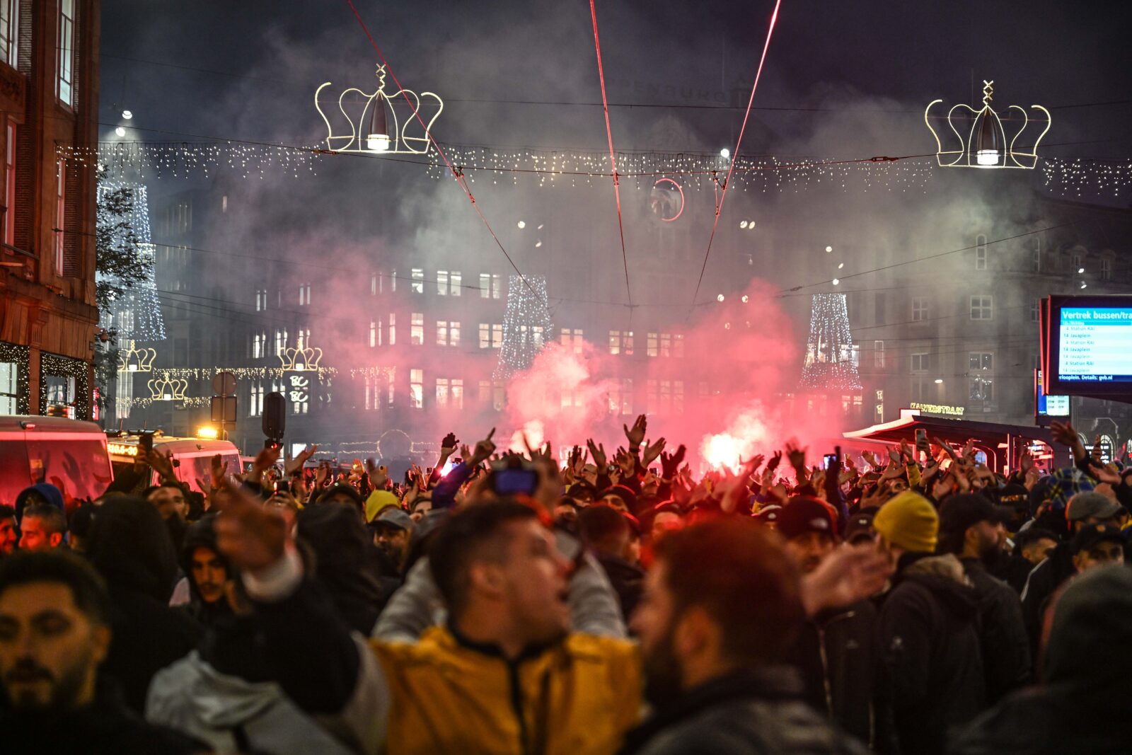 Maccabi Tel Aviv hooligans clash with locals in Amsterdam after Ajax match