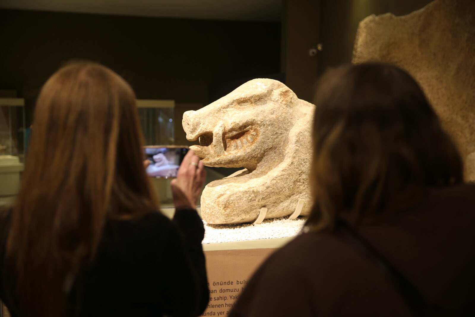 Travel writers from the U.S. and Canada visit the Sanliurfa Archaeology Museum, which houses artifacts from many archaeological sites, including Gobeklitepe and Karahantepe, offering significant insights into human history, Sanliurfa, Türkiye, Nov. 21, 2024. (AA Photo)