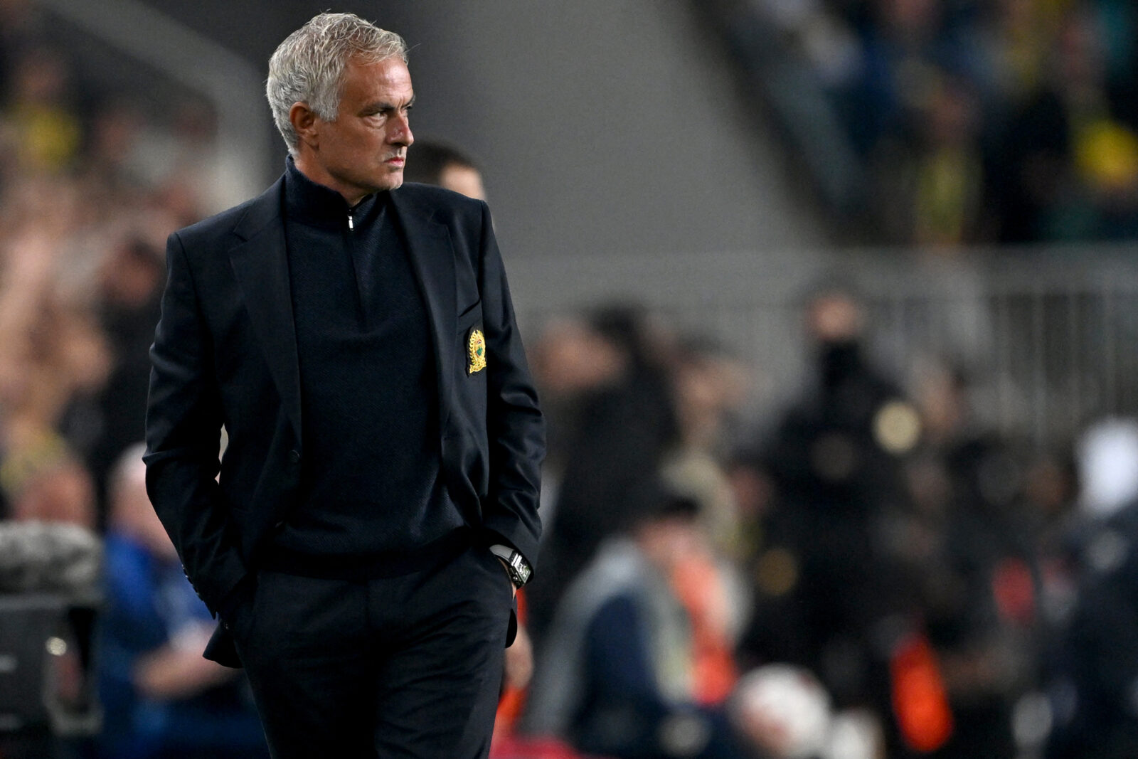 Fenerbahce's coach Jose Mourinho during UEFA Europa League football match between Fenerbahce and Manchester United at Sukru Saracoglu Stadium, in Istanbul, Türkiye, Oct. 24, 2024. (AFP Photo)Fenerbahce's Mourinho speaks during press conference following the Turkish Super Lig week 7 match between Antalyaspor and Fenerbahce in Antalya, Türkiye on September 29, 2024. (AA Photo)Head coach Jose Mourinho of Fenerbahce walks through the pitch ahead of the Turkish Super Lig match against Trabzonspor at the Papara Park Stadium in Trabzon, Türkiye, Nov. 3, 2024. (AA Photo)