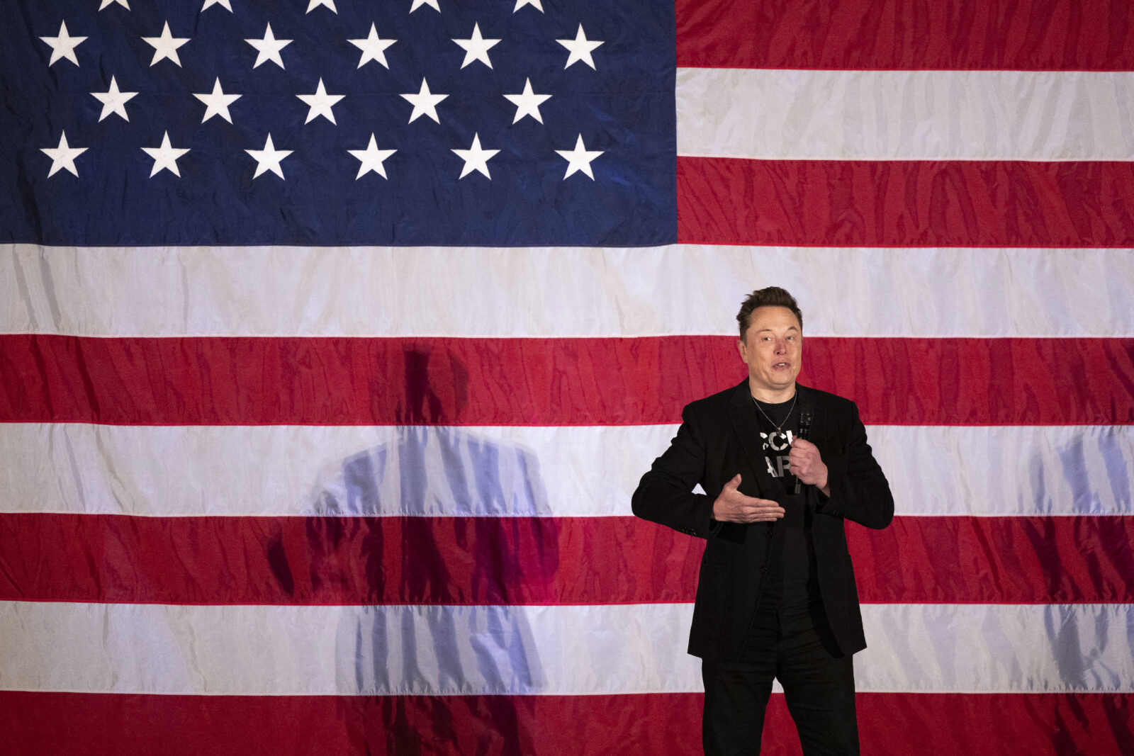 Tesla and SpaceX CEO Elon Musk speaks during a town hall event hosted by America PAC in support of former US President and Republican presidential candidate Donald Trump at the Greater Philadelphia Expo Center in Oaks, Pennsylvania, on October 18, 2024. (AFP Photo)
