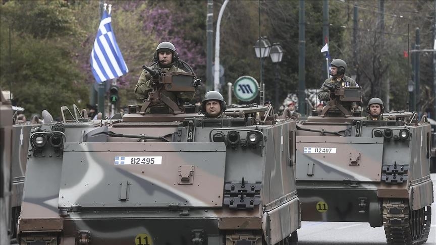 Greek armored personnel carriers. (AA Photo)