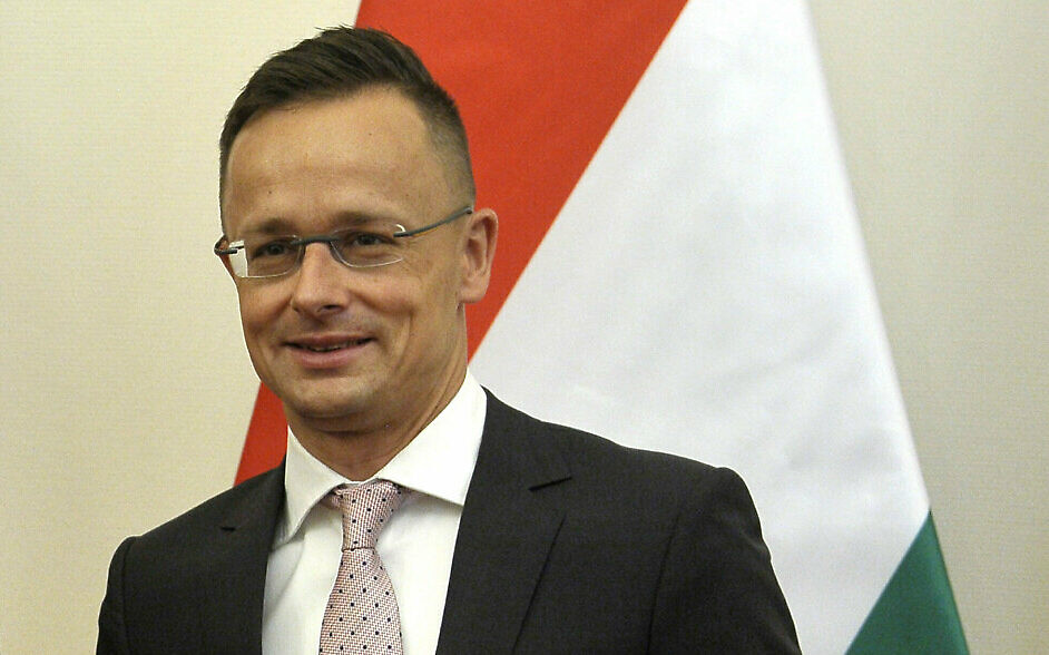 Hungarian Minister of Foreign Affairs and Trade Peter Szijjarto in his office in Budapest, Hungary, June 14, 2019. (AP Photo)