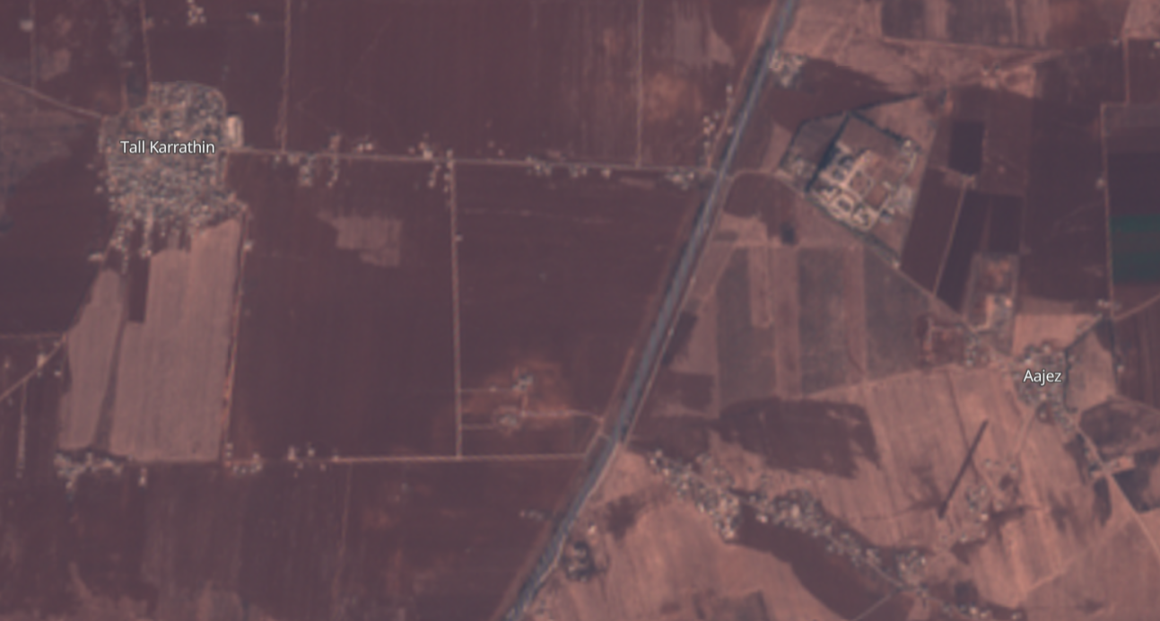 Israeli airstrikes in Syria, sattelite image on 2024-11-05. (Sentinel-hub Image)<img src=
