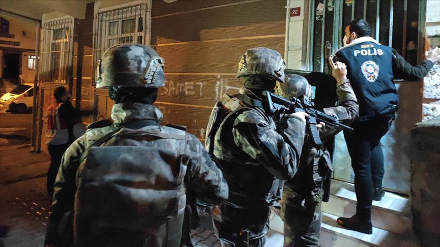 Turkish police forces during an operation. (Screengrab from video) 