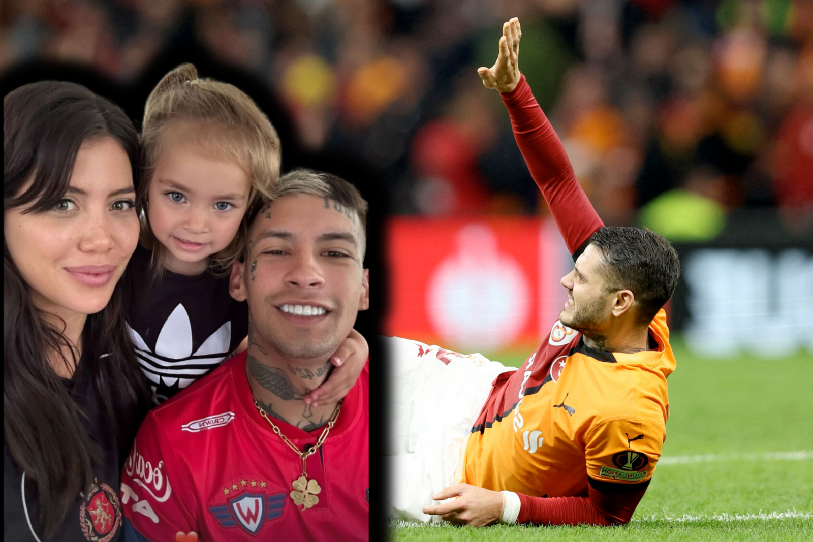 Wanda Nara leaks private messages from Mauro Icardi while her new partner L-Gante declares support for Fenerbahce and then deactivates Instagram account, Nov. 11, 2024. (Created with Canva)