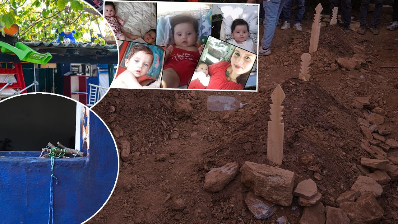Photos show the five young Akcan siblings and their graves in Selcuk, Izmir, November 13, 2024. (Photo via Türkiye Gazetesi)