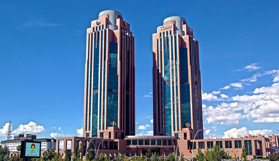 File photo shows The Union of Chambers and Commodity Exchanges of Türkiye (TOBB) Twin Towers in Ankara, Türkiye. (Photo via tobb.org.tr)
