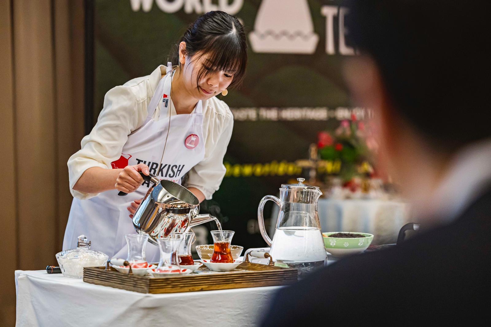 Turkish tea brewing masters are providing training to the Japanese on the traditional brewing culture of Turkish tea, Türkiye, December 17, 2024. (AA Photo)