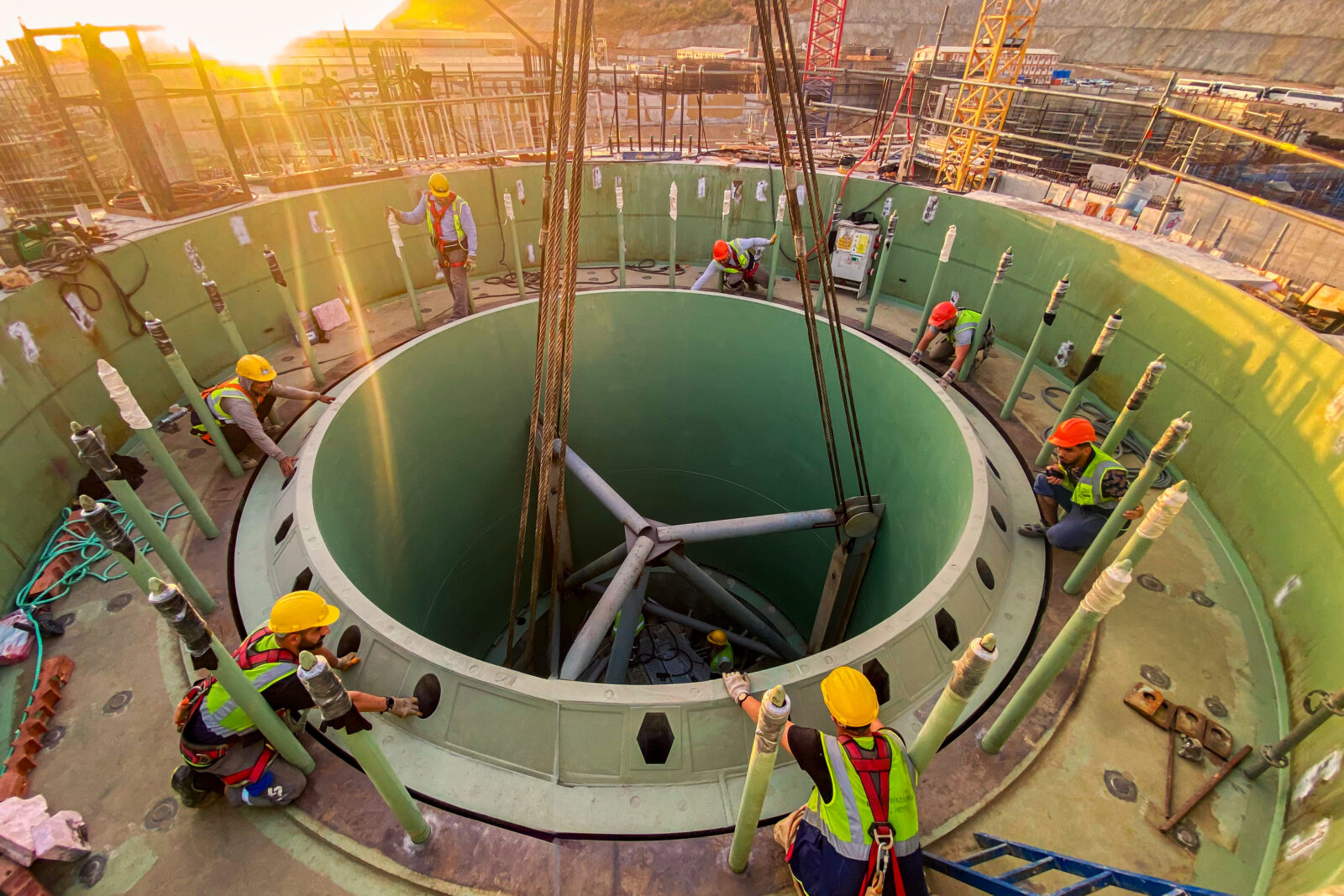 In Mersin's Gulnar district, the main components of the reactor shaft are assembled in the 4th power unit of the Akkuyu Nuclear Power Plant (NPP), which is under construction (AA Photo)