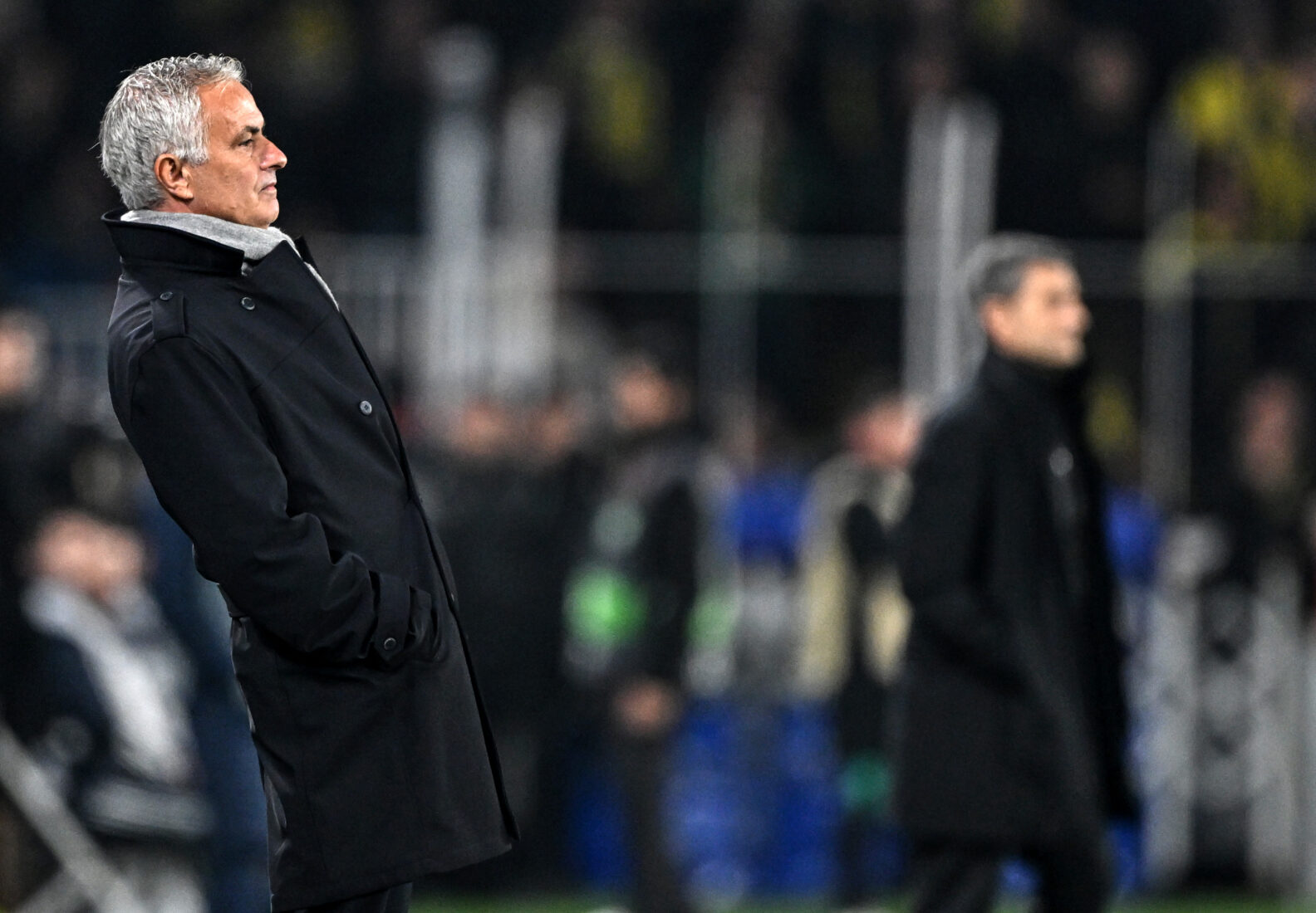 Fenerbahce's head coach Mourinho gives tactical instructions during the UEFA Europa League Group Stage week 6 football match between Fenerbahce and Athletic Bilbao at Ulker Stadium in Istanbul, Türkiye, Dec. 11, 2024. (AA Photo)