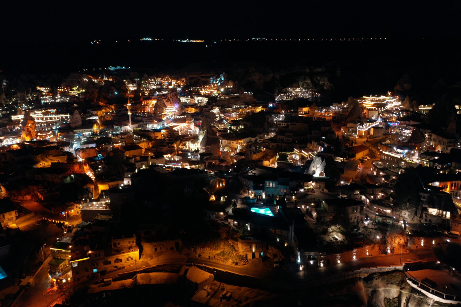 A view of the city illuminated and decorated for the new year at the historical Cappadocia region, located in Central Anatolia's Nevsehir, Türkiye, Dec. 9, 2024. (AA Photo)