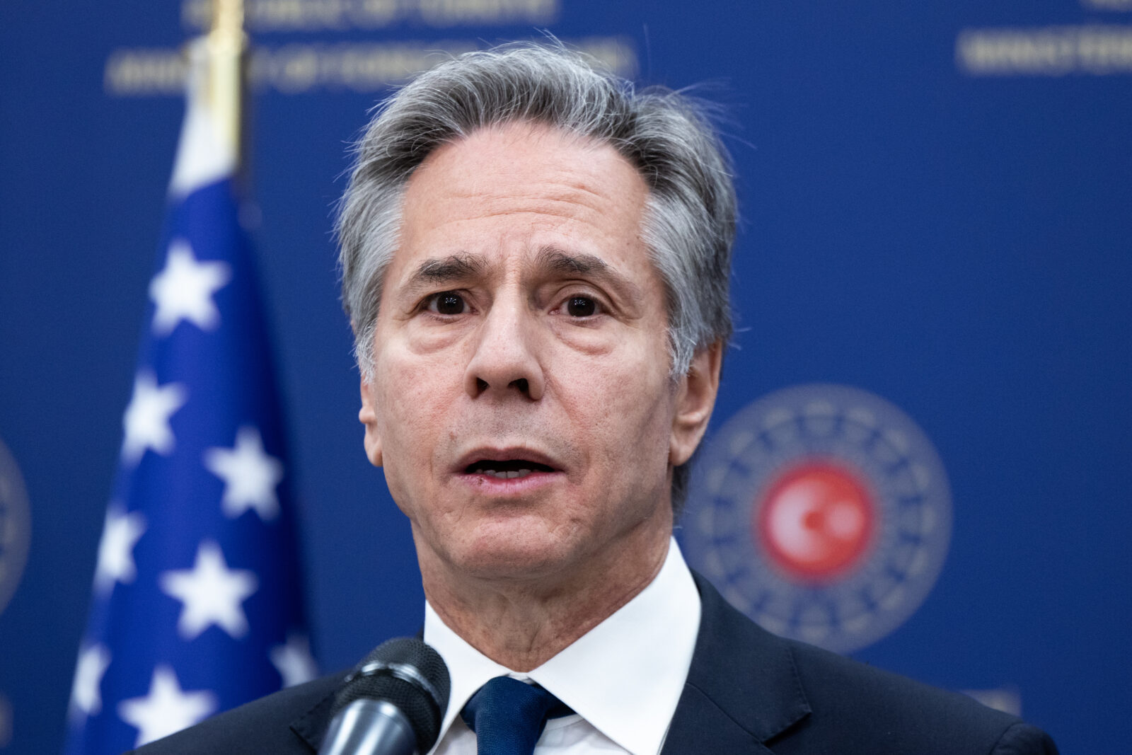 ANKARA, TURKIYE - DECEMBER 13: US Secretary of State Antony Blinken and Turkish Foreign Minister Hakan Fidan (not seen) hold a joint press conference after their meeting in Ankara, Turkiye on December 13, 2024. ( Murat Gök - Anadolu Agency )ANKARA, TURKIYE - DECEMBER 13: US Secretary of State Antony Blinken (not seen) and Turkish Foreign Minister Hakan Fidan hold a joint press conference after their meeting in Ankara, Turkiye on December 13, 2024. ( Murat Gök - Anadolu Agency )
