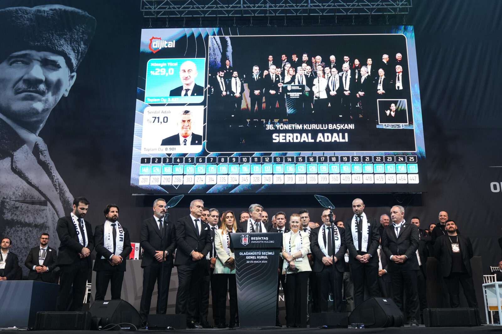 Serdal Adali won the presidency at Besiktas Club's extraordinary general assembly and thanked supporters after the final ballot box was opened, Istanbul, Türkiye, December 29, 2024. (AA Photo)