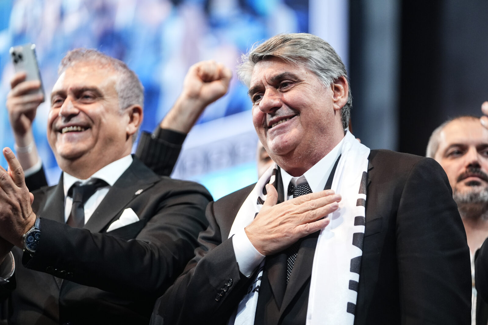 Serdal Adali won the presidency at Besiktas Club's extraordinary general assembly and thanked supporters after the final ballot box was opened, Istanbul, Türkiye, December 29, 2024. (AA Photo)