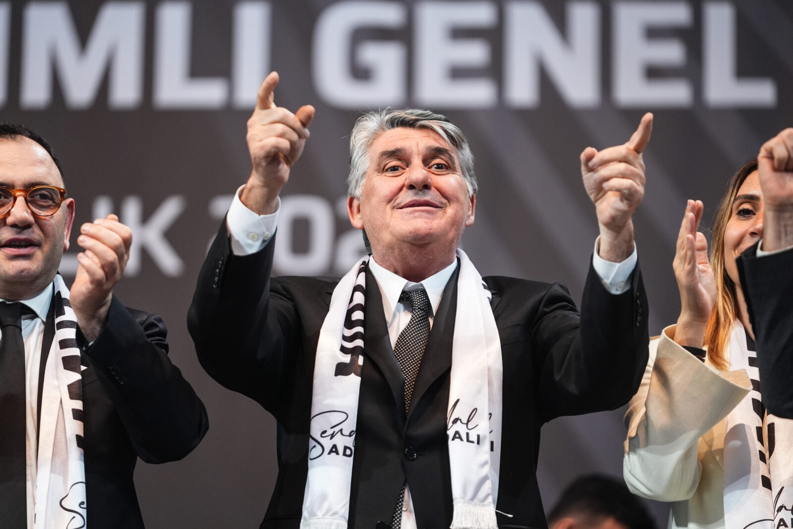 Serdal Adali won the presidency at Besiktas Club's extraordinary general assembly and thanked supporters after the final ballot box was opened, Istanbul, Türkiye, December 29, 2024. (AA Photo)