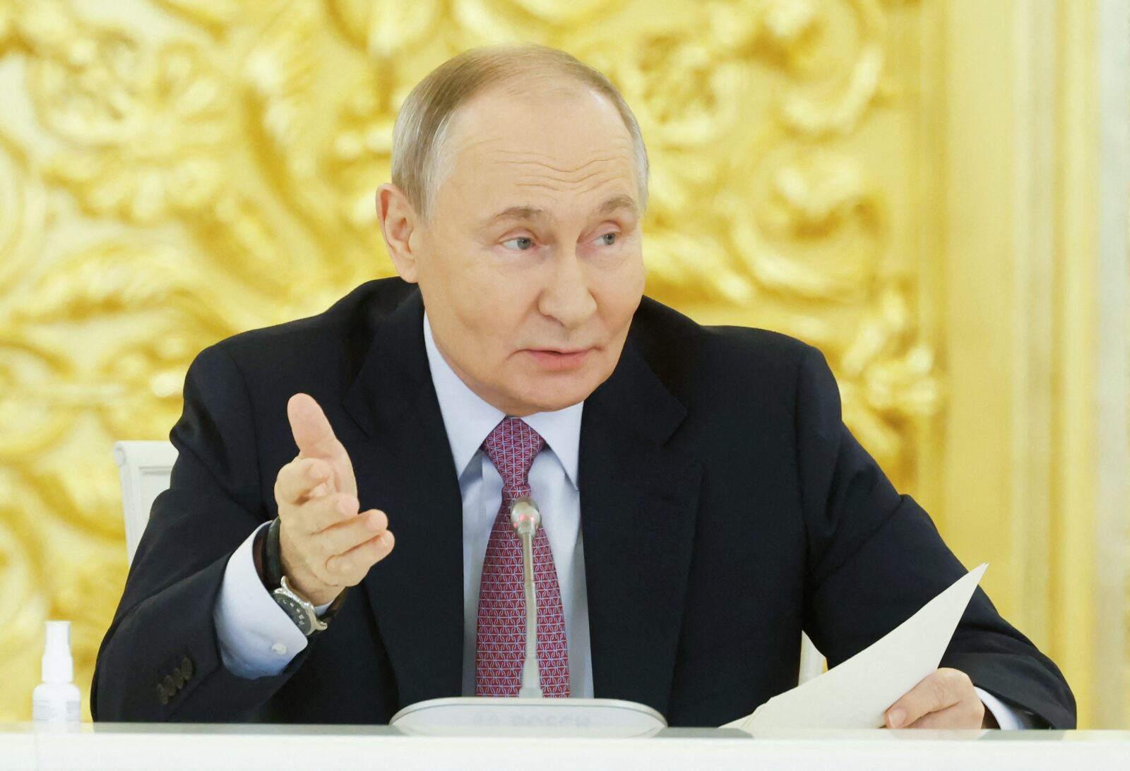 Distributed by the Russian state agency Sputnik, Russia's President Vladimir Putin chairs a meeting of the Council for Strategic Development and National Projects at the Kremlin in Moscow on December 5, 2024. (Photo by Dmitry ASTAKHOV / POOL / AFP)