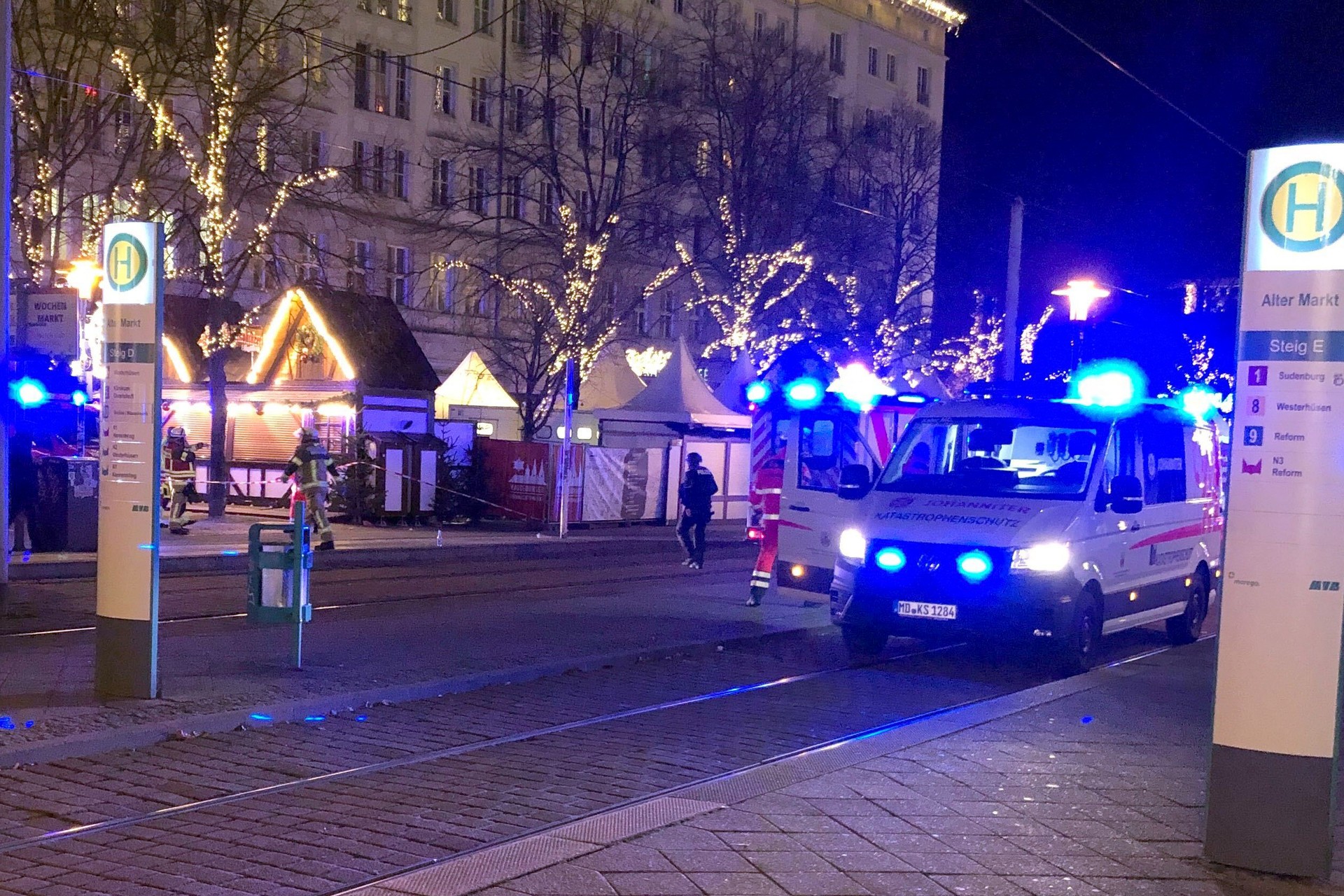 Car drives into crowd at German Christmas market, killing at least two, injuring 63