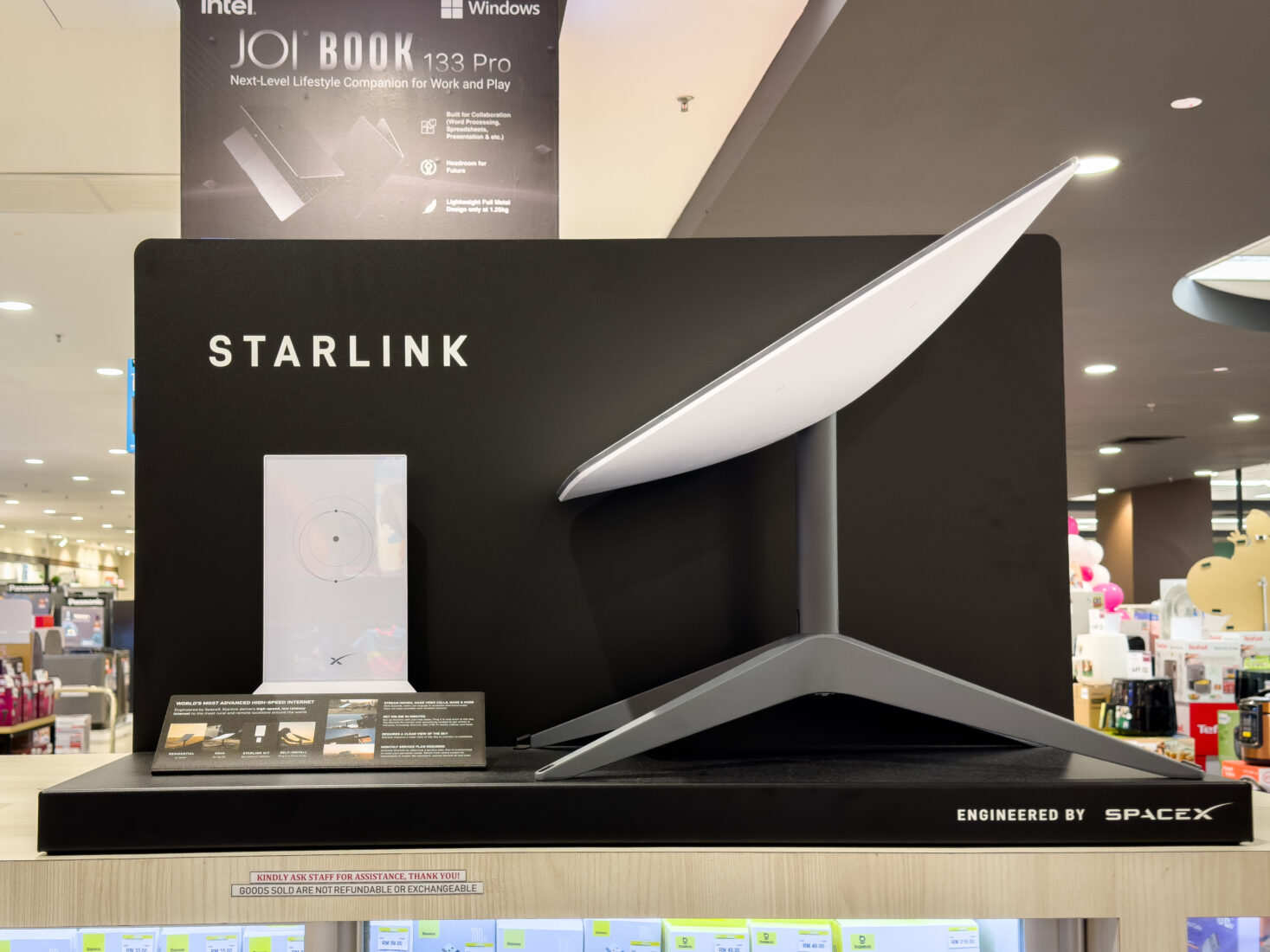 Starlink broadband satellite internet standard kit display at Aeon Mall, Penang, Malaysia, July 15, 2024. (Adobe Stock Photo)