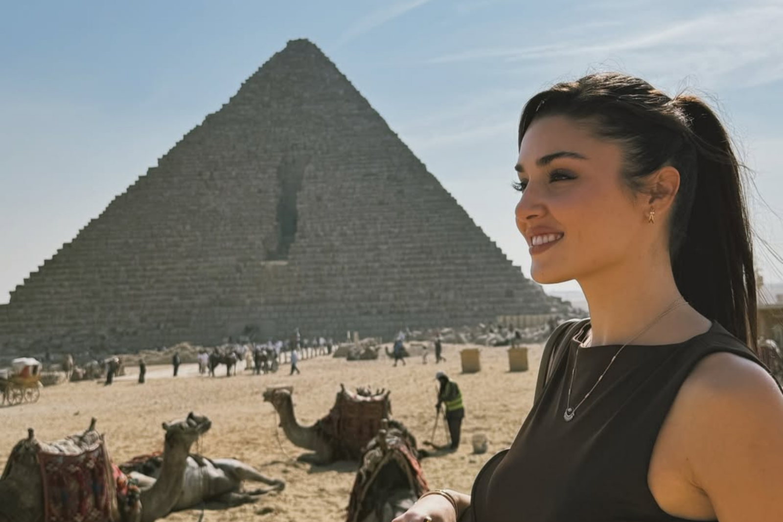 Hande Ercel visits the pyramids in Egypt, November 28, 2024. (Photo via Instagram / @handemiyy)
