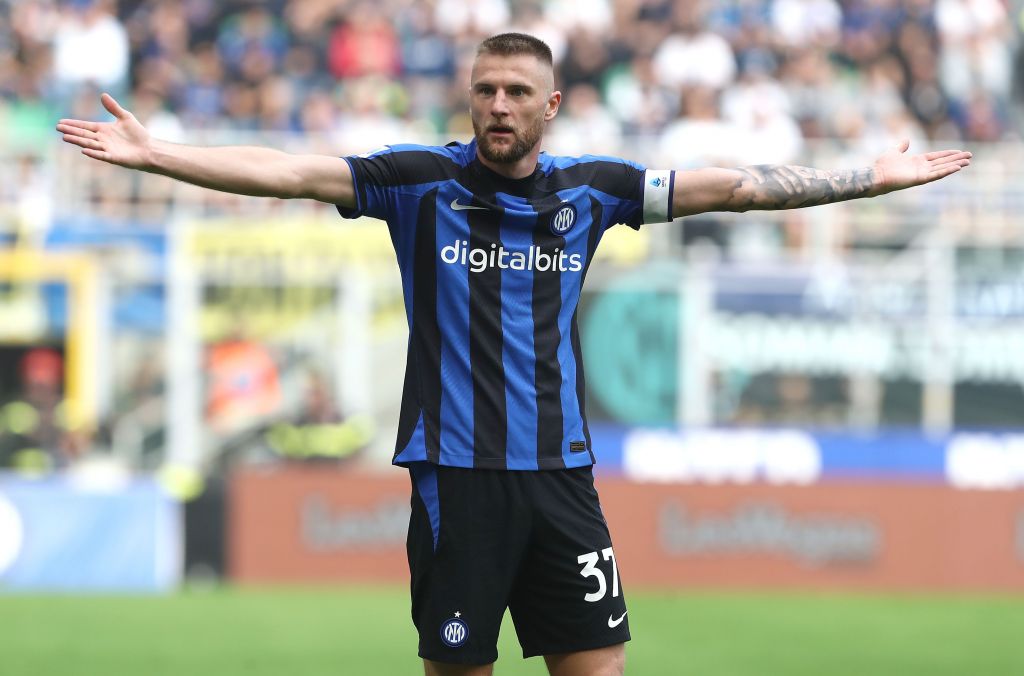 Milan Skriniar of FC Internazionale reacts during the Serie A match between FC Internazionale and U.S. Salernitana at Stadio Giuseppe Meazza, Milan, Italy, Oct. 16, 2022. (Getty Images)