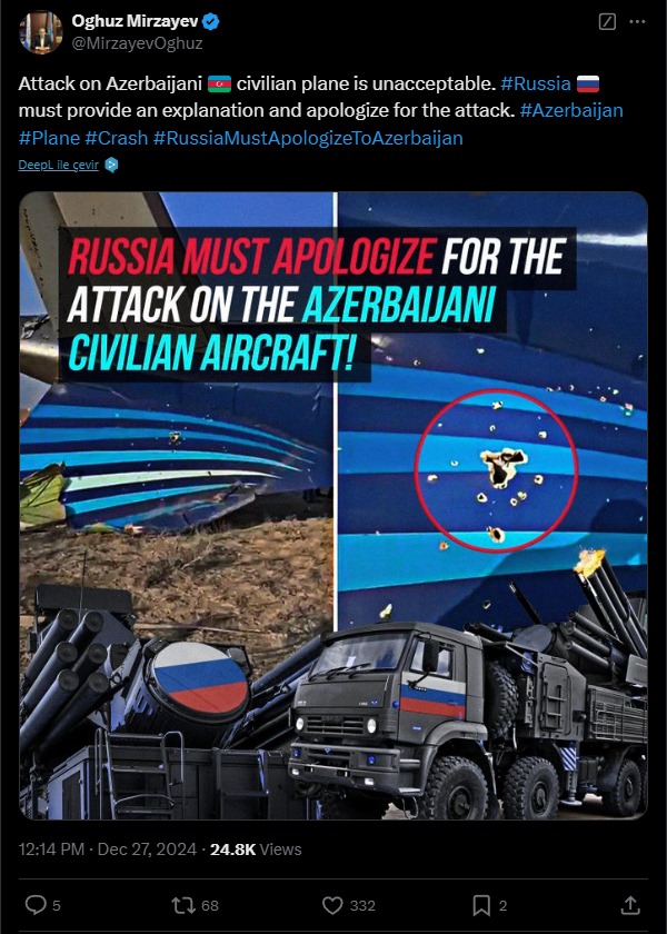 Azerbaijani social media users demand Russia's apology for downing civilian plane