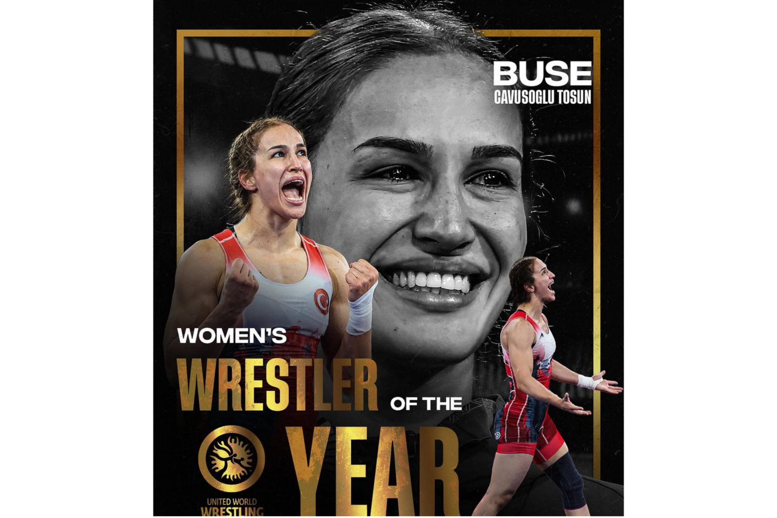 Buse Tosun Cavusoglu rises to the top as the world's best female wrestler, Dec. 17, 2024. (Created with Canva)