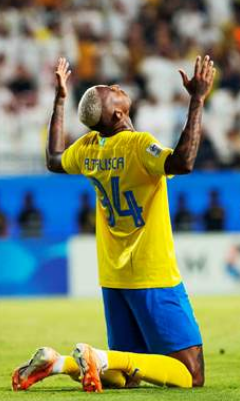 Al-Nassr player Talisca celebrates after scoring a goal at the Asian Football Confederation (AFC) Champions League Group E match against Istıklal Al-Duhail at Alawwal Park Stadium in Riyadh, Saudi Arabia on Oct. 24, 2024. (AA Photo)