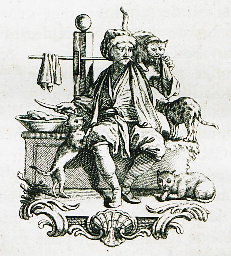 An Ottoman man surrounded by cats reflects the widespread practice of feeding and protecting stray animals in the Ottoman Empire. (Photo via Ottoman Imperial Archives)