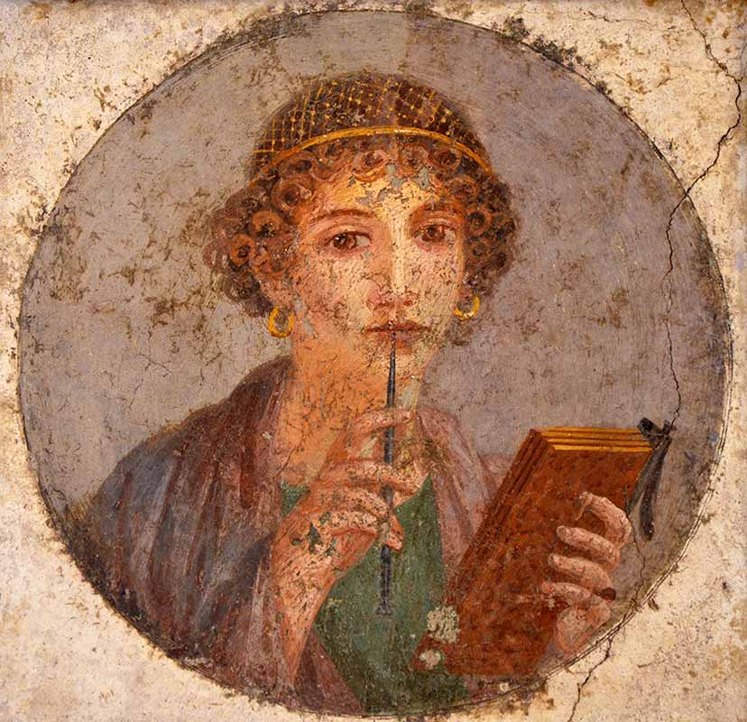 Fresco from Pompeii believed to be Sosipatra, one of ancient Greece’s Neoplatonist female philosophers. (Photo via X)