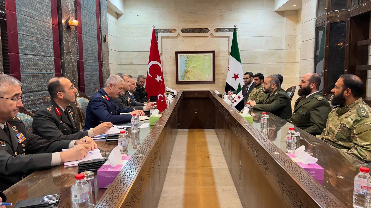 Meeting from the Turkish Defense Ministry officials and the Syrian Defense Ministry officials in Damascus, Syria. (X Photo)