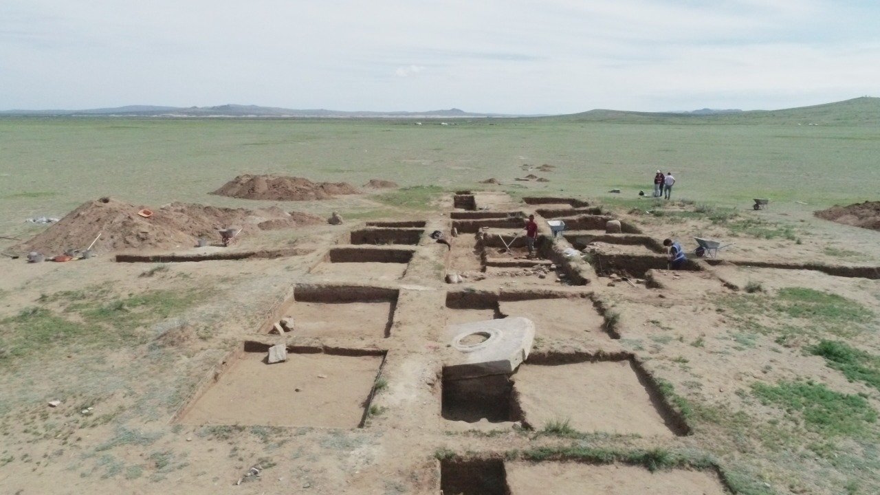 A view from the remains of the complex believed to belong to Ilterish Qutlugh Qaghan in Otuken, Mongolia, Aug. 24, 2022. (AA Photo)