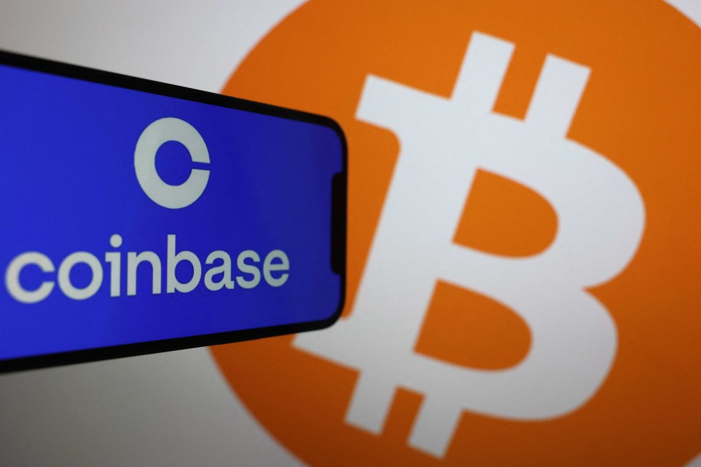 Coinbase and Bitcoing logo. (AFP Photo)