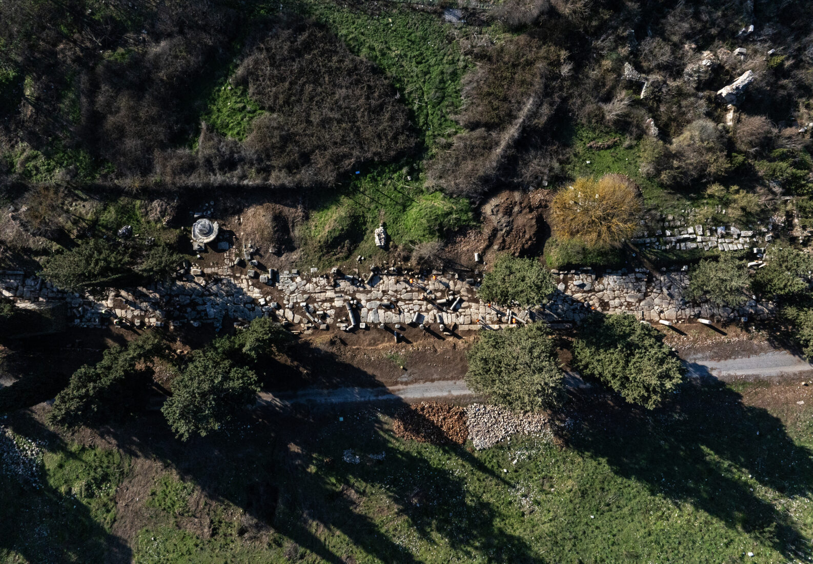 An aerial view shows Ephesus Archaeological Site, one of the Seven Wonders of the Ancient World, home to the Temple of Artemis in Izmir, Türkiye, December 18, 2024. (AA Photo)