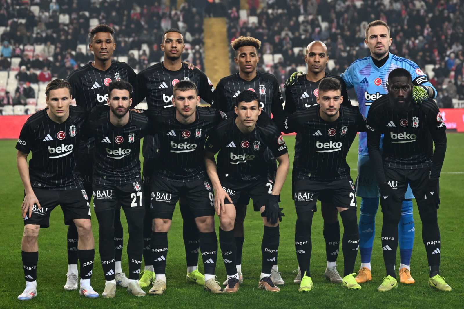 Players of Besiktas pose for a team photo ahead of the Ziraat Turkish Cup Group D 1st week match between Net Global Sivasspor and Besiktas at BG Grup 4 Eylul Stadium in Sivas, Türkiye on Jan. 7, 2025. (AA Photo)