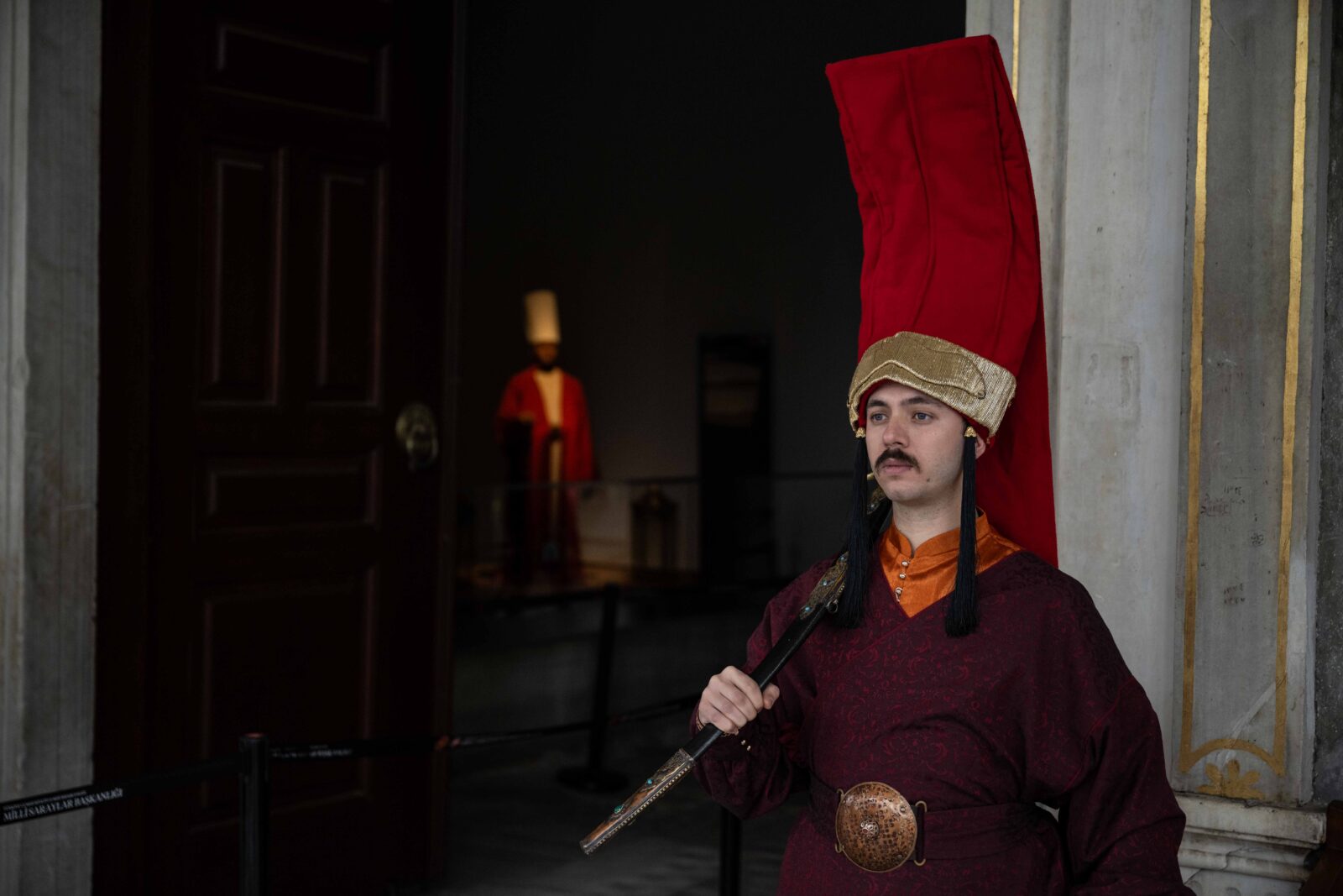 In Topkapi Palace, which hosts thousands of local and foreign tourists daily, gendarmeries stand guard in 