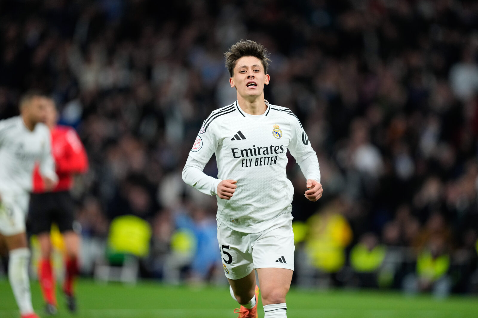 Arda Guler of Real Madrid celebrates a goal dismissed by VAR during the Spanish Cup, Copa del Rey, round of 16 football match played between Real Madrid and RC Celta de Vigo at Santiago Bernabeu stadium on January 16, 2025, in Madrid, Spain. (AA Photo)